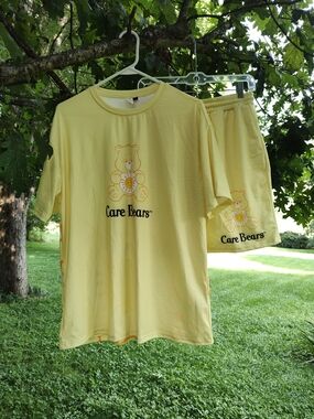 Care Bears Yellow Tee and Matching Shorts Set with Bear Graphic
